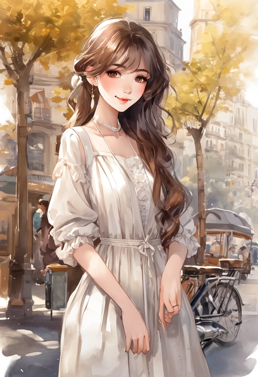 (8K、top-quality、​masterpiece:1.2)、 (realisitic、Photorealsitic:1.37)、 ultra-detailliert、DJSODA、 1 girl in、full bodyesbian、Wearing a turtleneck sweater and skinny jeans、Standing in the streets of Paris with the Eiffel Tower in the background、 cute little、独奏、 Beautiful detailed sky、 (a smile:1.15)、(Mouth closed)、 tiny chest、 beatiful detailed eyes、 (length hair:1.2)、 Floating Hair Novafrog Style、