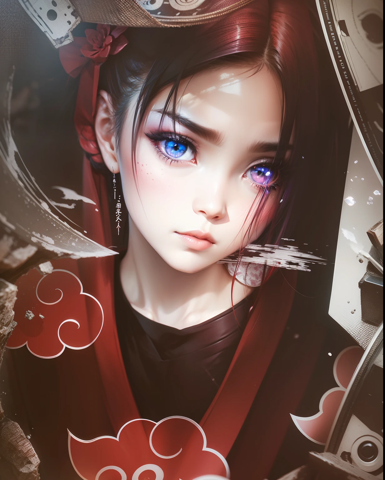 rinengan eyes, high resolution, high detailed, colorful vibes, cinematograpy, aura, ultra realistic, professional digital photo, akatsuki,