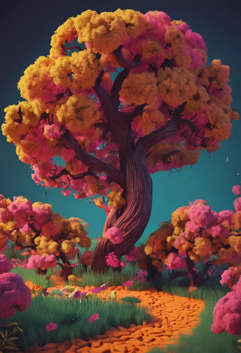 make a unquie caroon type art of tree