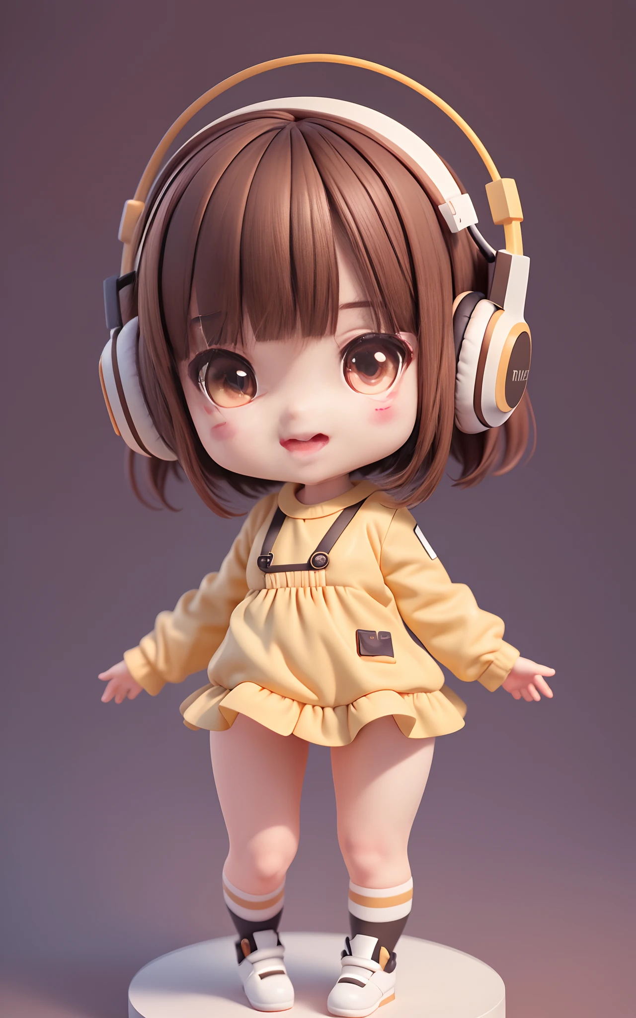 (masterpiece),(best quality),(ultra-detailed), (full body:1.2),
1girl,chibi,cute, smile, open mouth,
shirt, short hair, blurry, brown hair, blush stickers, long sleeves, bangs, headphones, black hair,
(beautiful detailed face), (beautiful detailed eyes),
(no background),