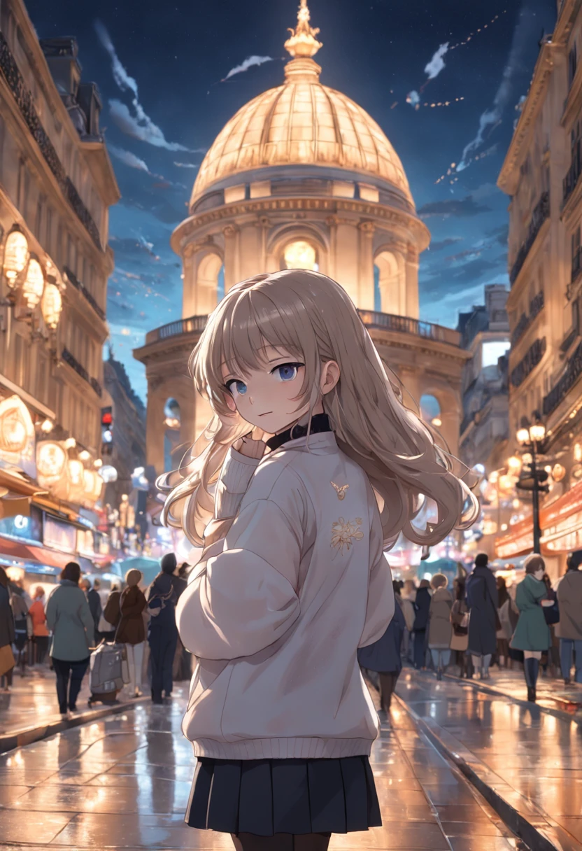 (8K、top-quality、masterpiece:1.2)、 (realisitic、Photorealsitic:1.37)、 ultra-detailliert、DJ Soda、 1 girl in、full body Esbian、Wearing a turtleneck sweater and skinny jeans、Stand in the streets of Paris with the Arc de Triomphe in the background、 cute little、独奏、 Beautiful detailed sky、 (A smile:1.15)、(Mouth closed)、 tiny chest、 beatiful detailed eyes、 (length hair:1.2)、 Floating Hair Novafrog Style、