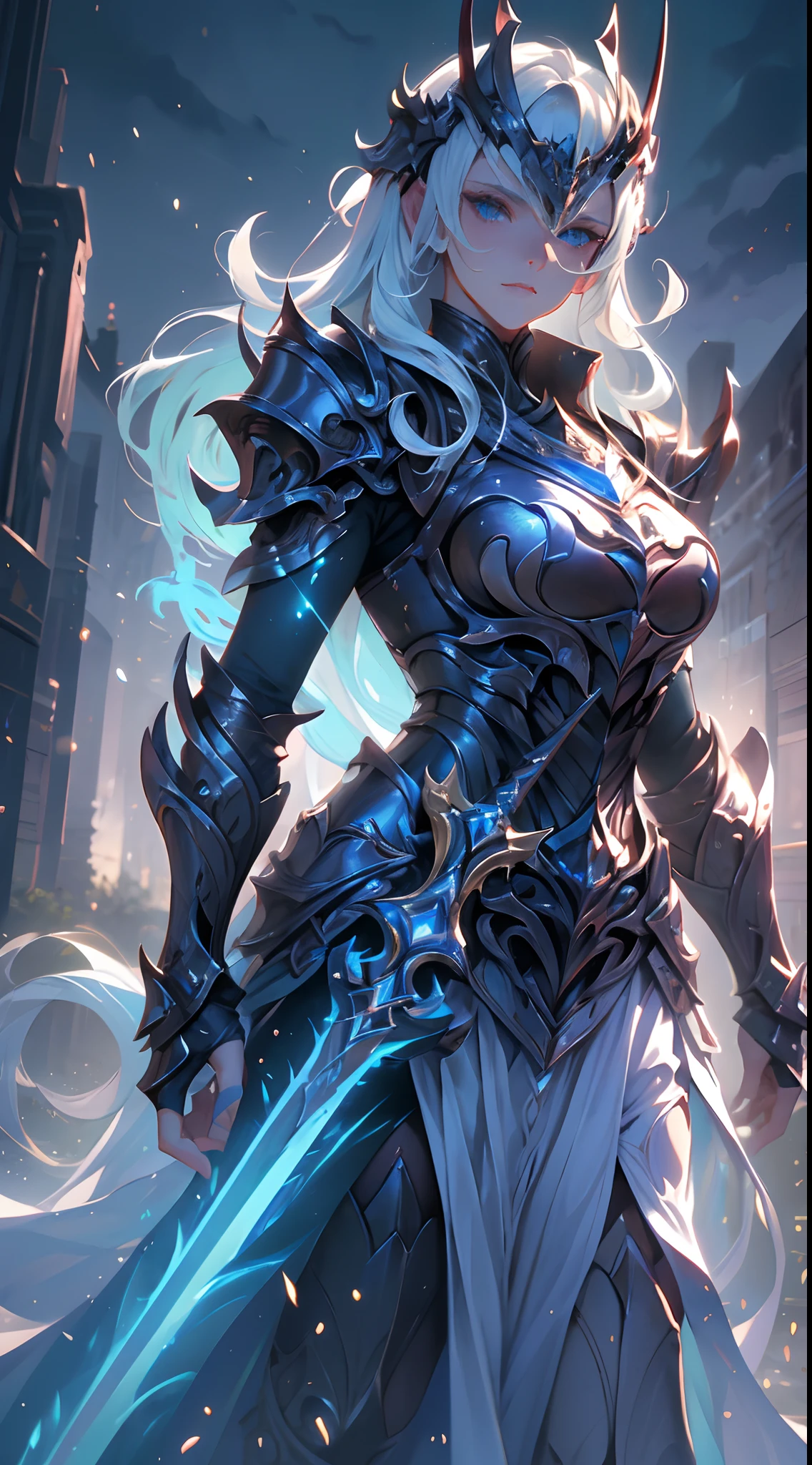 "An awesome paladin wields a sword full of light, Exudes powerful light magic. The setting is set in a dark and mysterious cityscape, Illuminated by the light of the Paladin's Sword. The composition is professionally crafted, Amazing attention to detail and cinematic lighting. The overall aesthetic is reminiscent of Fujifilm photography, Capture the beauty and depth of the scene."