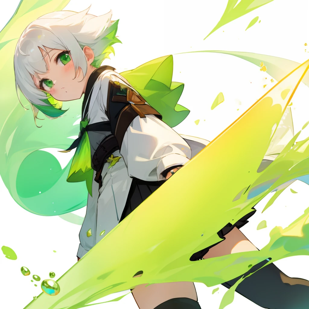 A white-haired loli with a green dye