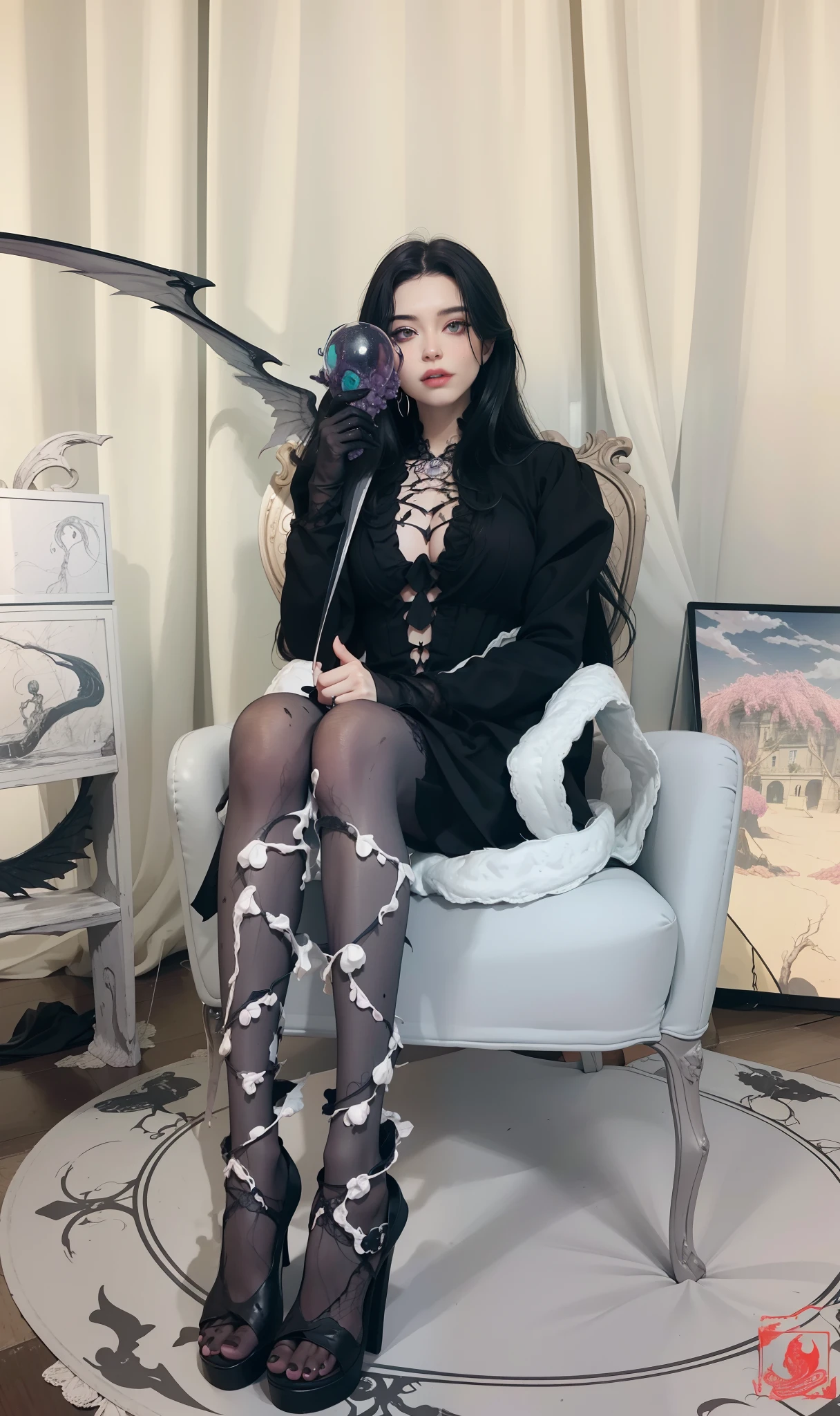 Fine matte paint,Skeleton Dark Angel, Haunted castle with large wings, Fill the drawing table with a knife,terroral,uncanny,horrid,secret terror,tentaculata,grape trees,The eye,uncanny valley effect teeth,all fours,Critters,Blood Moon,4K,high qulity,Beautuful Women,Delicate face