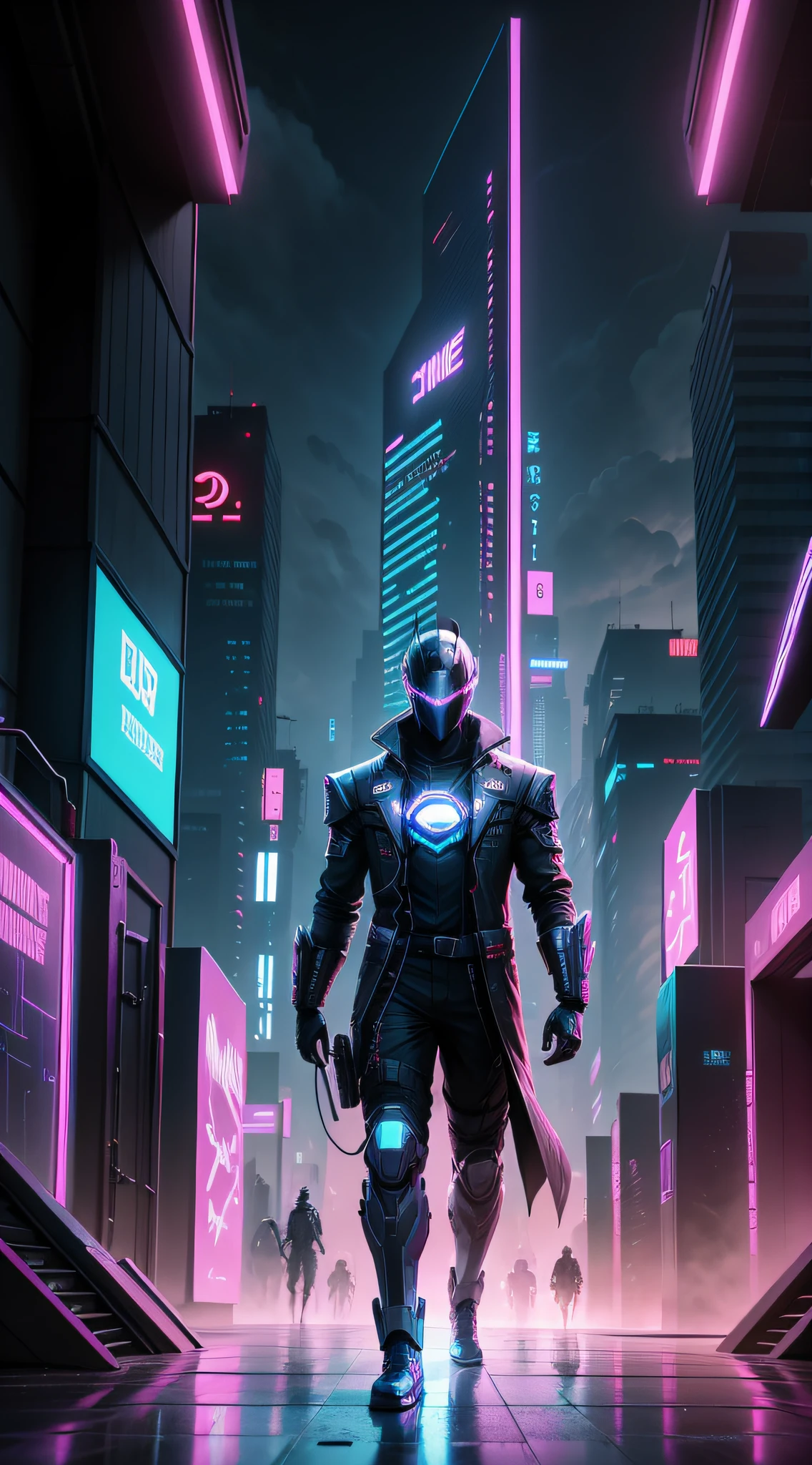 Game movie poster background，There are no characters，cyber punk style，neonlight，城市，stage