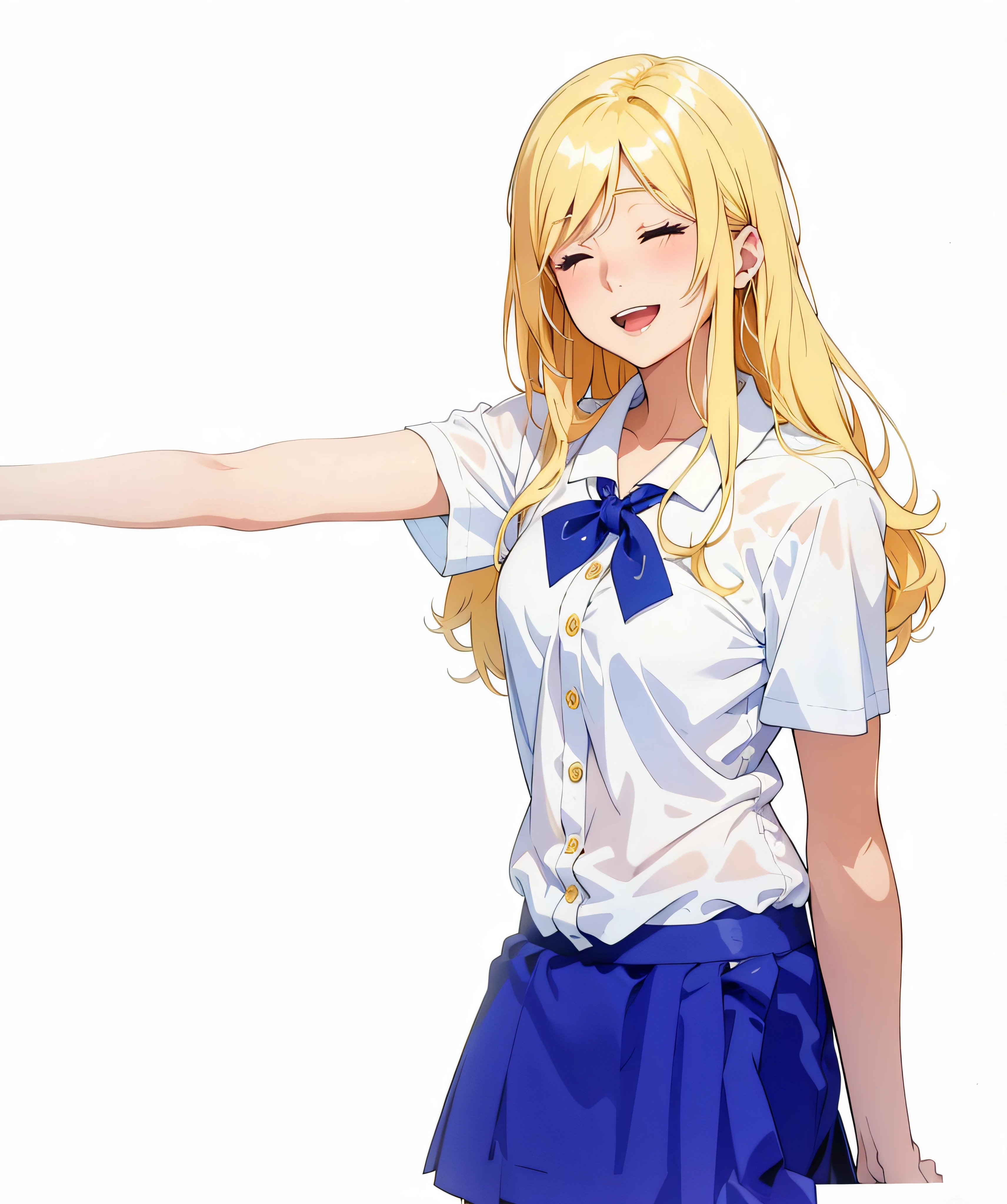 (top-quality、masterpiece:1.2)、high-level image quality、illustratio、artistic、Blonde Woman, one blonde with long hair, beautiful anime high school girl, Smooth Anime CG Art, charming anime girls, Rei Hiroe, painted in anime painter studio, Anime Best Girl, a hyperrealistic schoolgirl, young anime girl, Beautiful anime girl、A smile、Closing your eyes、I'm opening my mouth、I'm smiling、I'm squinting