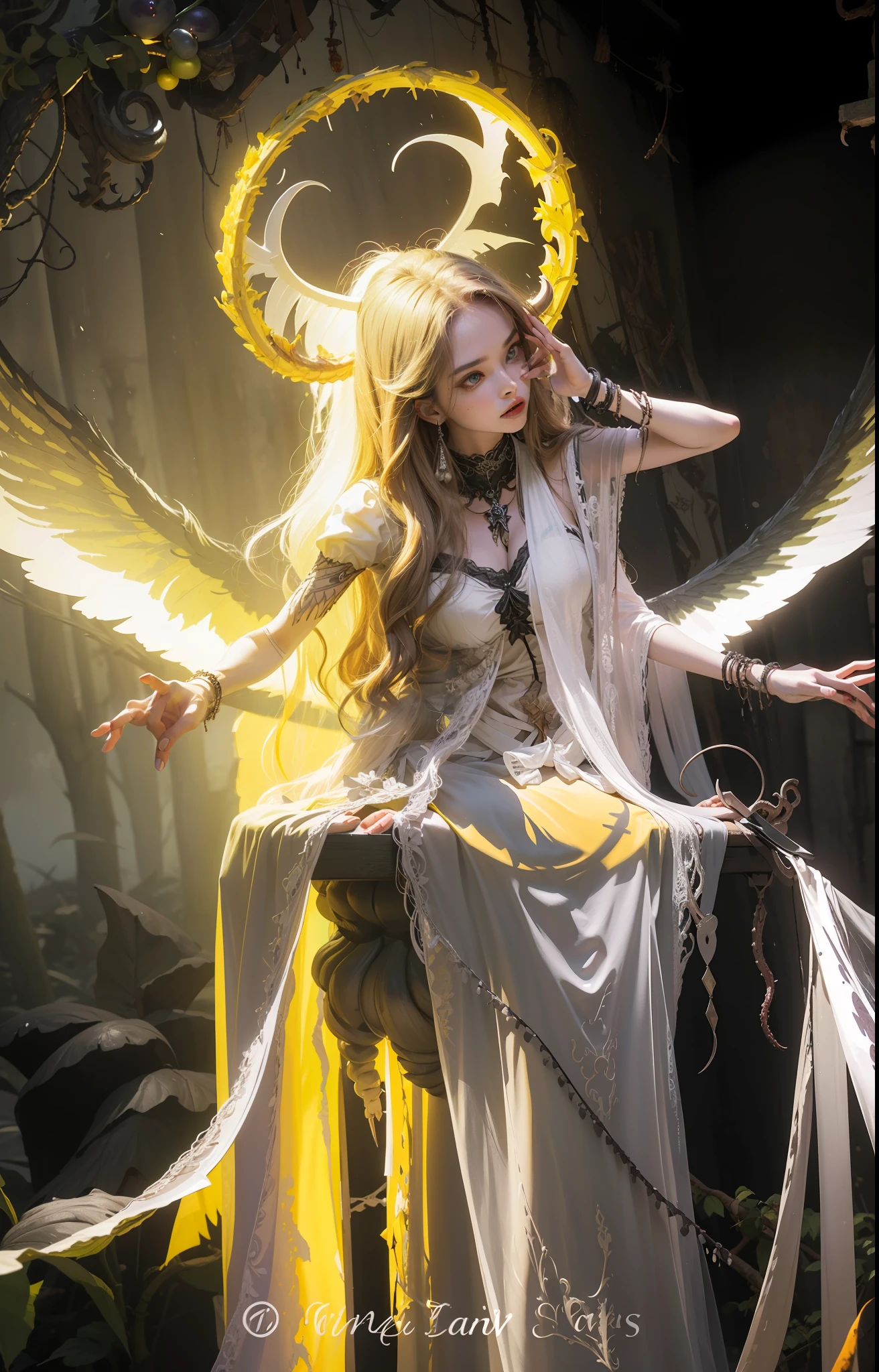 Fine matte paint，Skeleton Dark Angel, Haunted castle with large wings, Fill the drawing table with a knife，terroral，uncanny，horrid，secret terror，tentaculata，grape trees，The eye，uncanny valley effect teeth，all  fours，Critters，Blood Moon，4K，high qulity，Beautuful Women，Delicate face