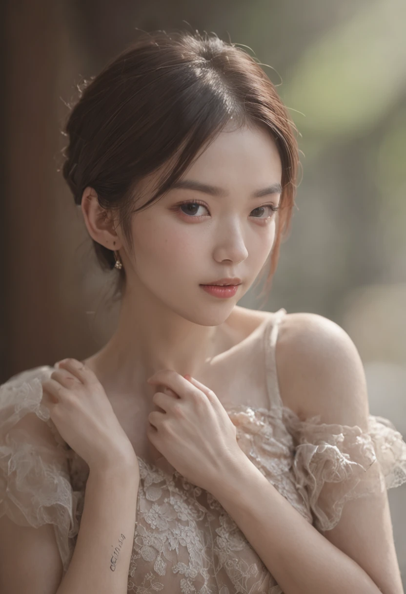 top-quality、masterpiece、超A high resolution、(Photorealsitic:1.5)、Raw foto、30-years old、((fullnude))、femele、murky、deep-shadows、cold light、Sexy appearance、((shorth hair))