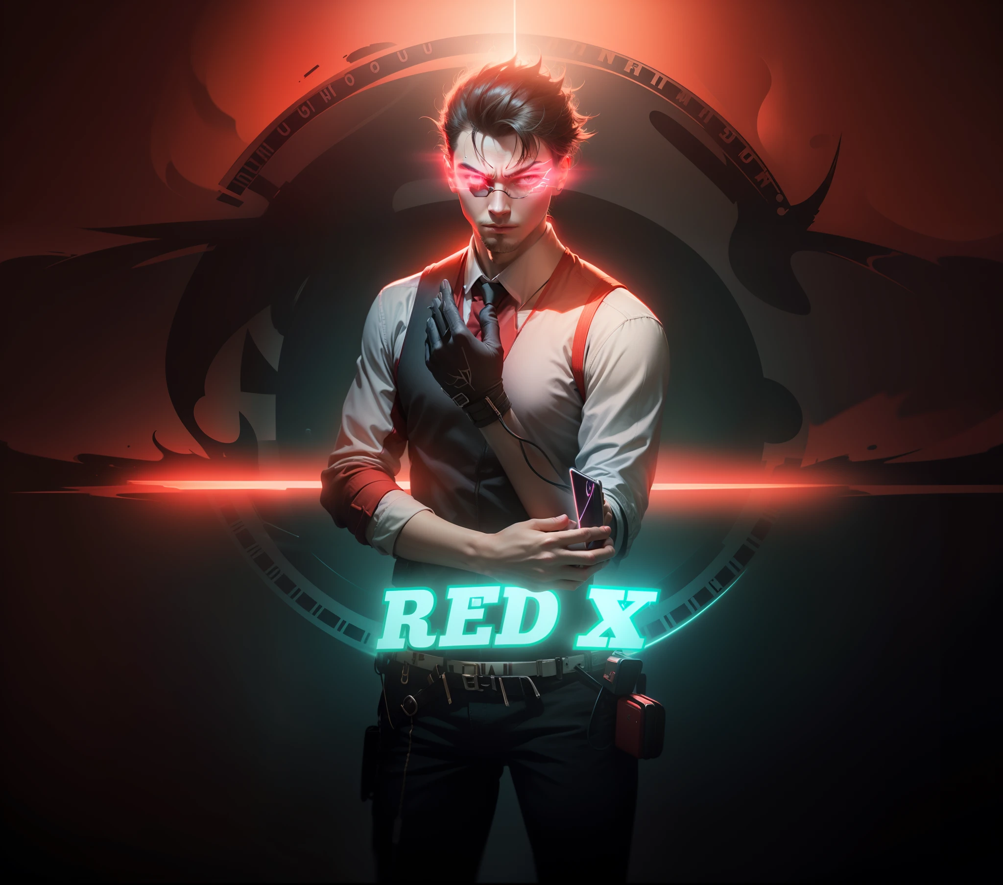 Only text glow realstic red glow