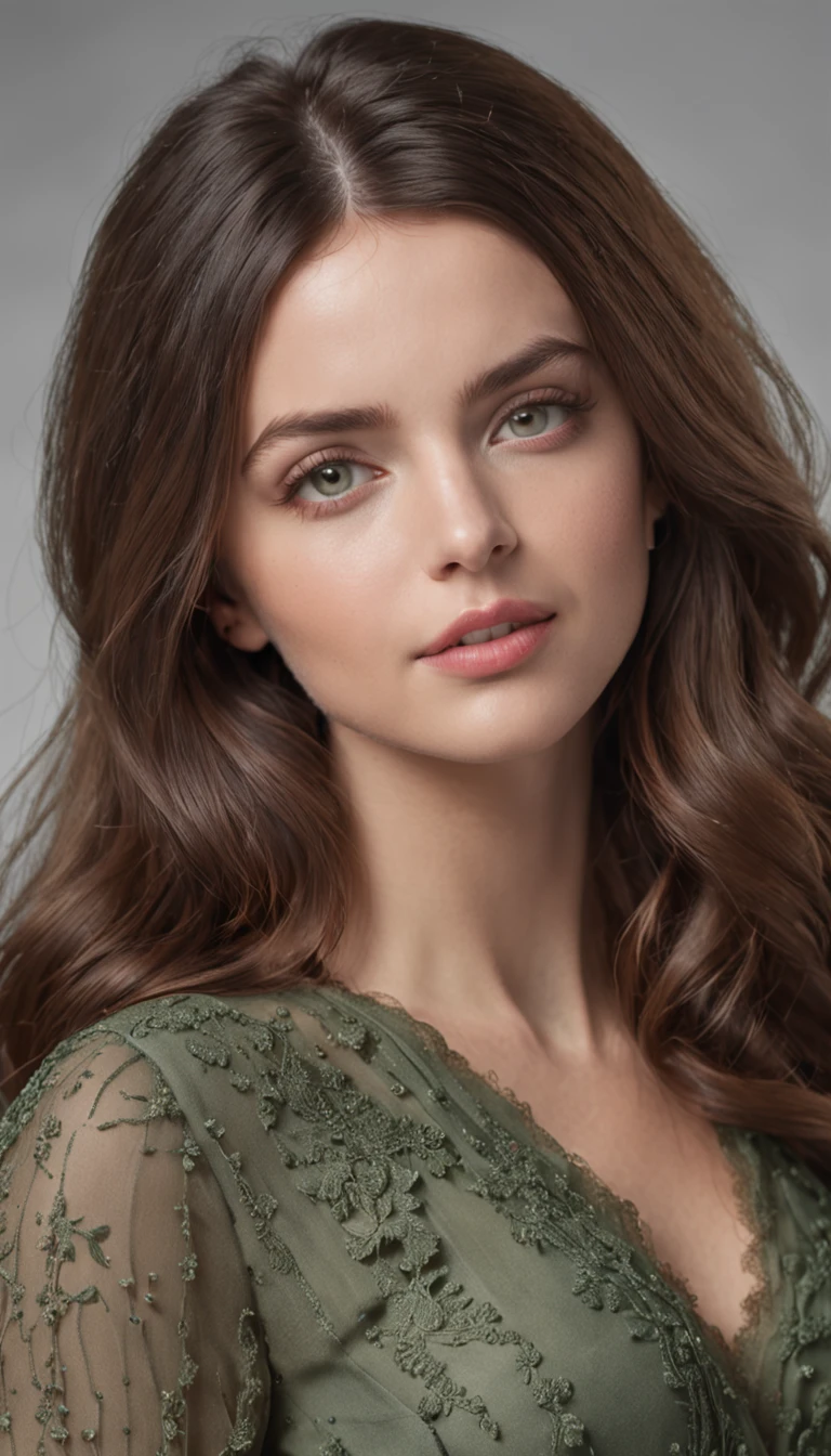 photos realistic "Ana de Armas", long wavy brown hair, expressive and striking brown-green eyes, Delicate features, defined cheekbones, soft, rounded chin. Bright skin with natural tones, Healthy and radiant appearance, 1.68 to 1.Height 70 meters, Slim and athletic, Soft curves. Elegant and sensual attire, Elegant and modern style, Formal and sophisticated clothing.masutepiece.