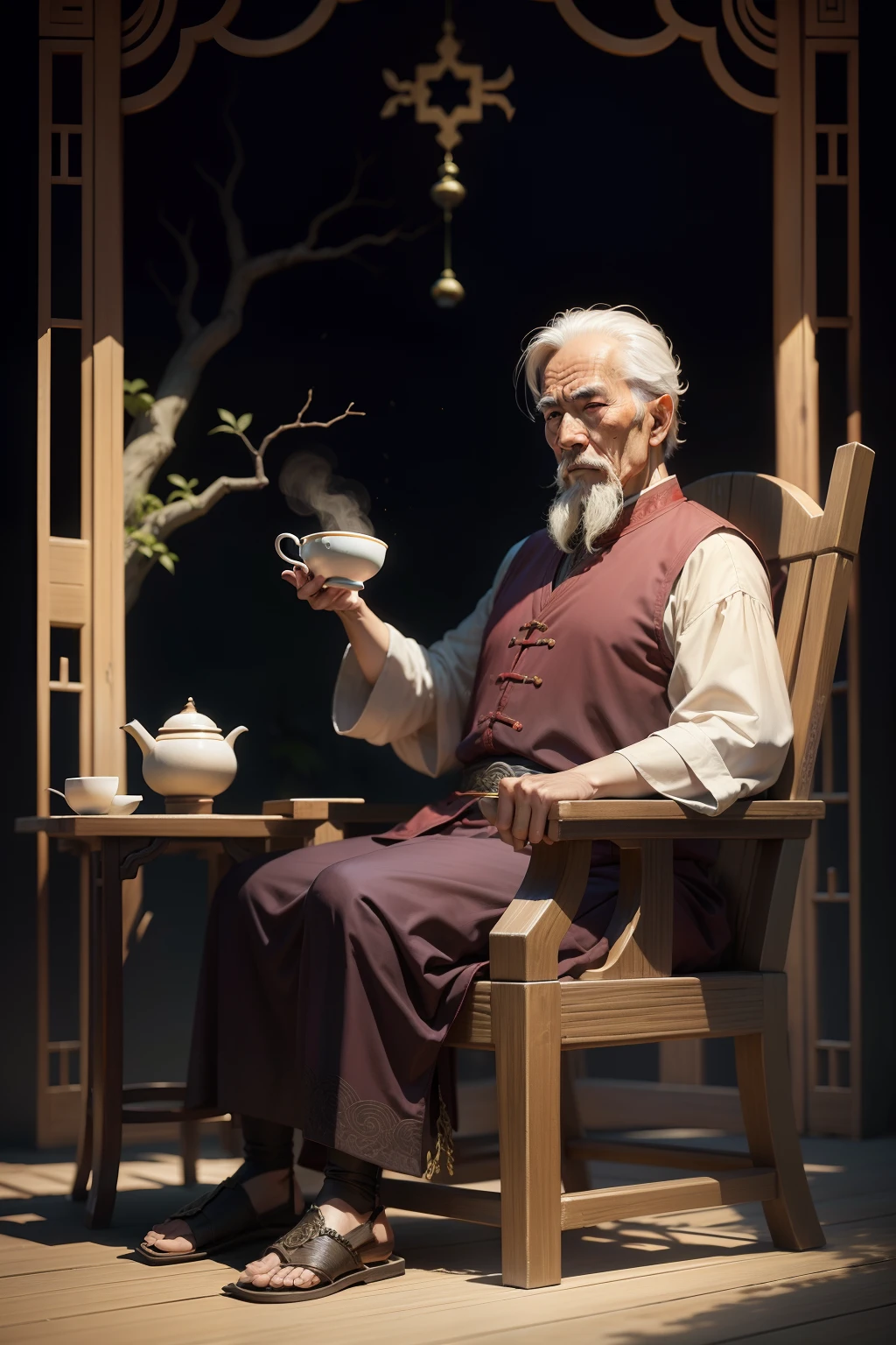 Oriental Xiuzhen Fantasy World,Gravekeeper of the Age of the Last Law,The old man who is in his old age,Sit on a rattan chair and enjoy tea
