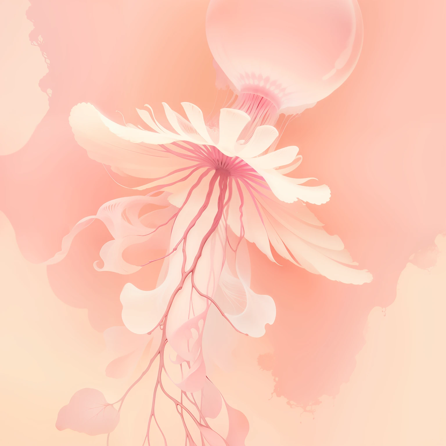 Pink Jellyfish Tree of Life Hollow Celluloid thickly coated