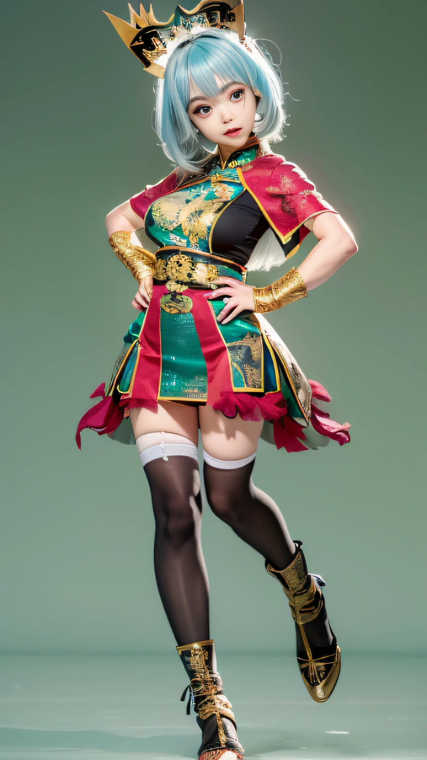 Snow area,The big fairy jumped,boxing gloves,Wear reflective sunglasses with thick gold wire(tmasterpiece,k hd,hyper HD,16k)brunette color hair,15 year old girl,Multi-layer gauze skirt,Hollow gold thread crown jade setting,Rouge lips,Cherry mouth,Focus on the neckline,Soft hair like slippery silk,Sparkling,Almost reluctant to look away,She wears a suspender cheongsam, desi,Her linen cloak is quite stylish,The skirt flutters in the wind,Zoom camera,head portrait,Head down and sleepy-eyed,Look at the ground, best qualtiy, hyper HD, (realisticlying:1.4),, A high resolution, the detail, RAW photogr, Sharp Re, Nikon D850 Film Stock Photo by Jefferies Lee 4 Kodak Portra 400 Camera F1.6 shots, Rich colors, ultra-realistic vivid textures, Dramatic lighting, Unreal Engine Art Station Trend, cinestir 800,A half body,A half body,A half body,Lateral face,Lateral face