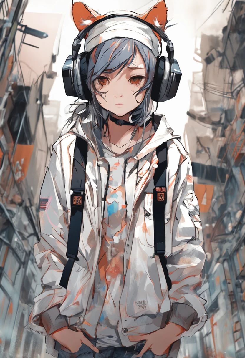 Perfect centering, A cute little tiger, Wear a student team jacket, Wearing sunglasses, Wearing headphones, cheerfulness, Standing position, Abstract beauty, Centered, Looking at the camera, Facing the camera, nearing perfection, Dynamic, Highly detailed, smooth, Sharp focus, 8K, high definition resolution, illustration, Art by Carne Griffiths and Wadim Kashin, White background