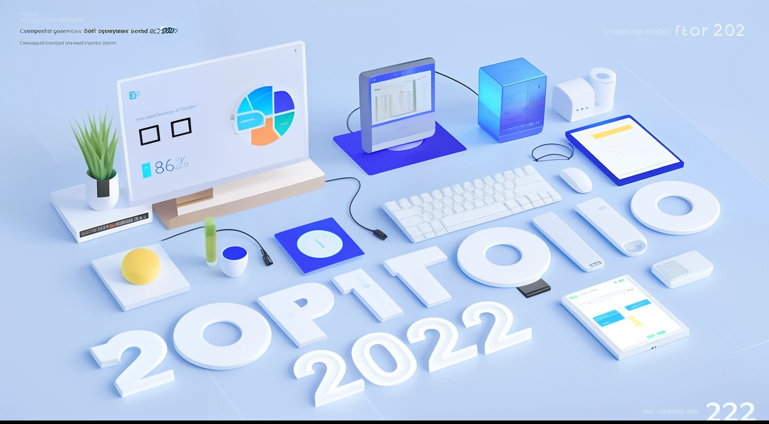 Araffio 2012 desktop computer with various items and clock, airing in 2 0 2 3, concept art 2022, 2022 photograph, photo from 2022, 2 0 2 2 photo, portfolio illustration, procreate 2 0 2 2, best on adobe stock, Photo of the Year 2 0 2 2, Portfolio