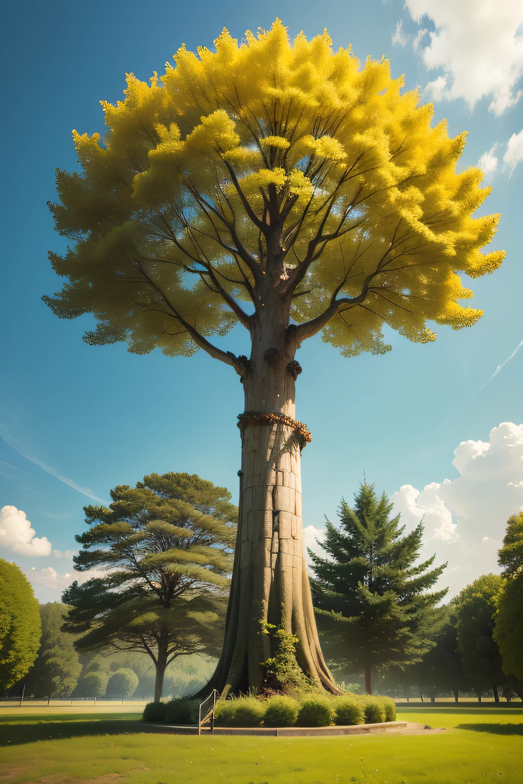 A single golden yellow ginkgo tree