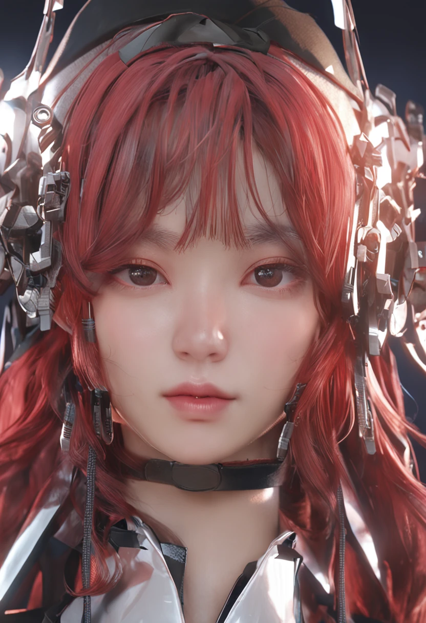 top-quality、masterpiece、超A high resolution、On the shoulder、(Photorealsitic:1.4)、Detailed facial texture、Korea person、red hairs