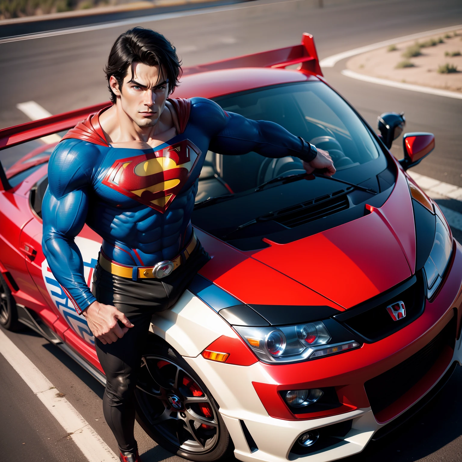 Superman drives the Honda Type R