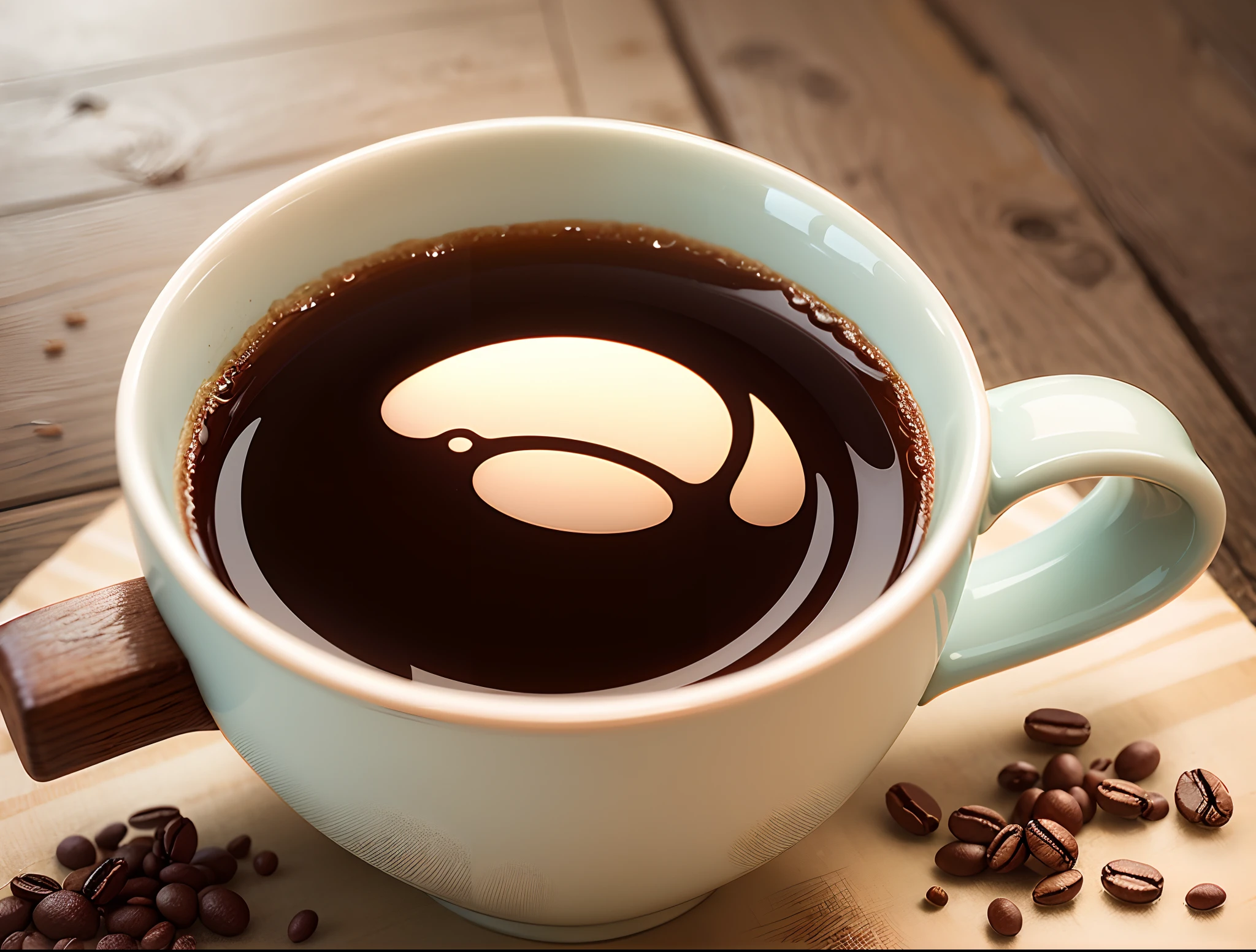 coffe cup on of many grain of coffe, detailed, hd, ultra detailed, 8k, best quality --auto --s2
