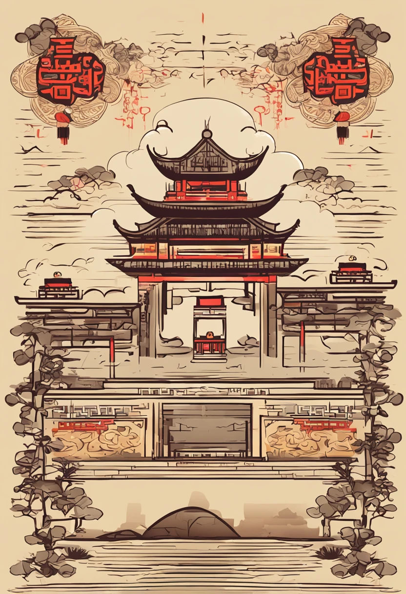 Vector graphics,Elements of ancient Chinese style,Vector illustration,Simple illustration,succinct,Simple picture