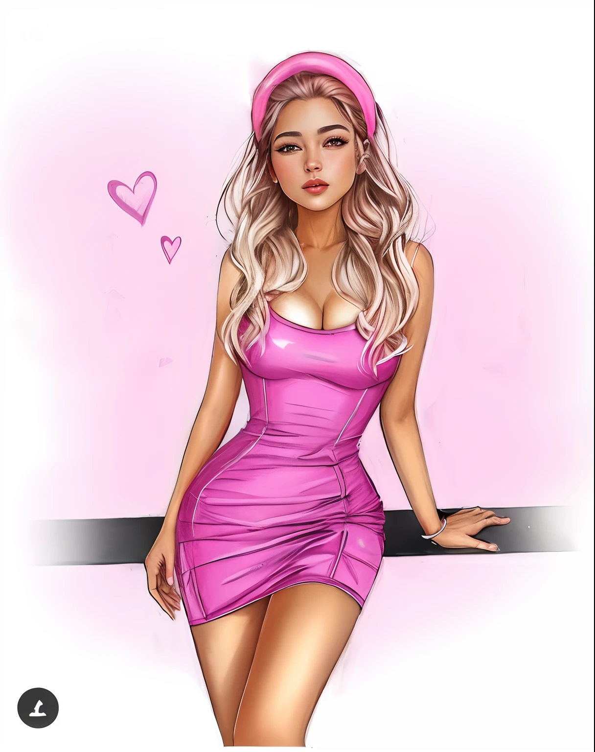 a drawing of a woman in a pink dress and a pink hat, vestido com um vestido rosa, menina cor-de-rosa, Cartoon style illustration, estilo de arte dos desenhos animados, usando um vestido rosa, arte dos desenhos animados, trending on artstration, arte dos desenhos animados, vibe rosa, pintura realista da menina bonito, in cartoon style, algum rosa, pintura digital brilhante, arte digital dos desenhos animados, arte fofa