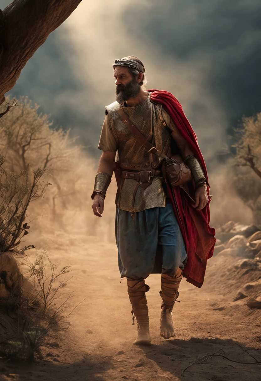 The biblical figure David wants to escape the biblical character Absalom