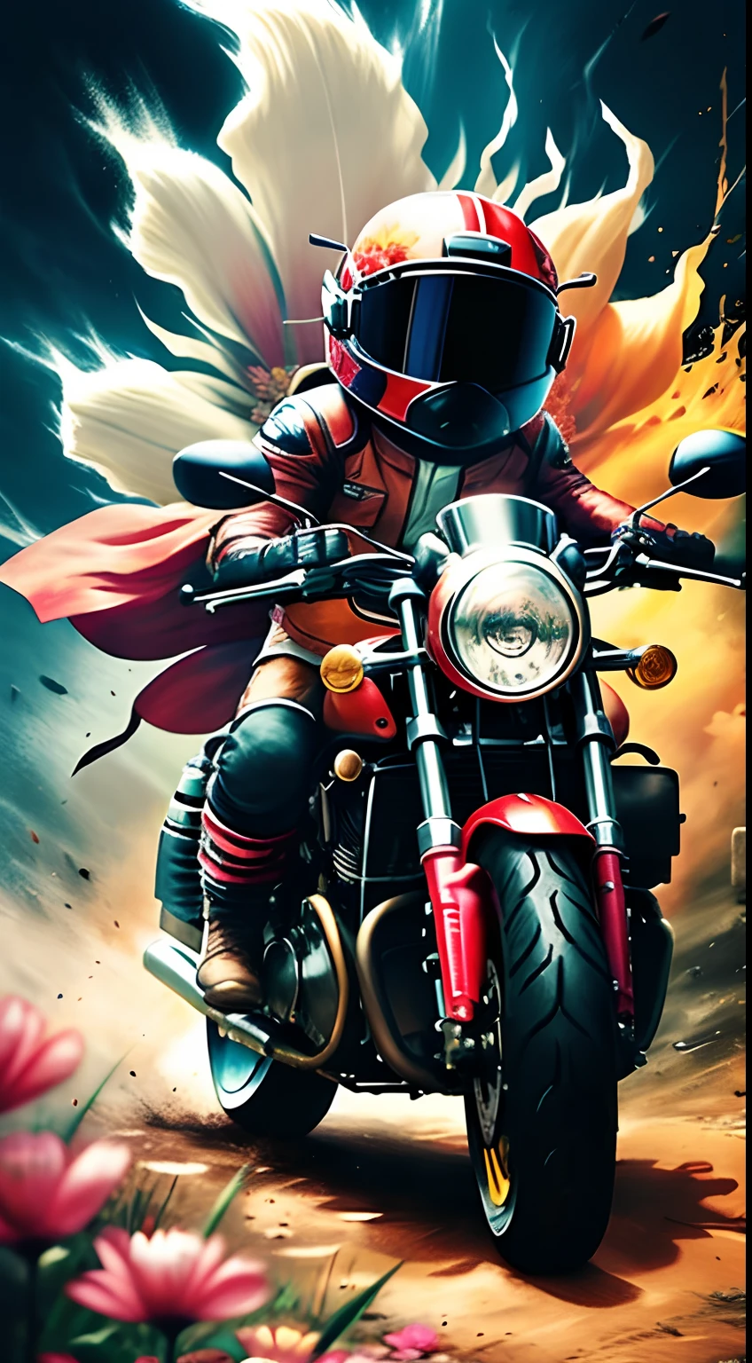 motorcycle,flower,character,Chibi,real,art, explosion,
yang08k, photography, beautiful, colorful,realistic,
masterpieces, top quality, best quality, official art, beautiful and aesthetic,