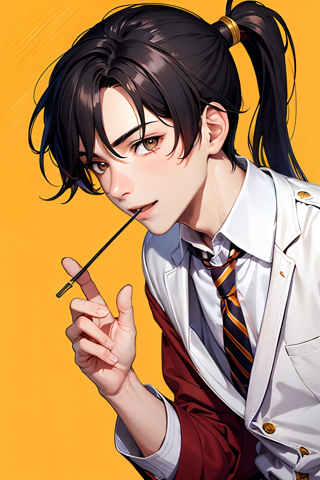 Red and yellow striped tie.