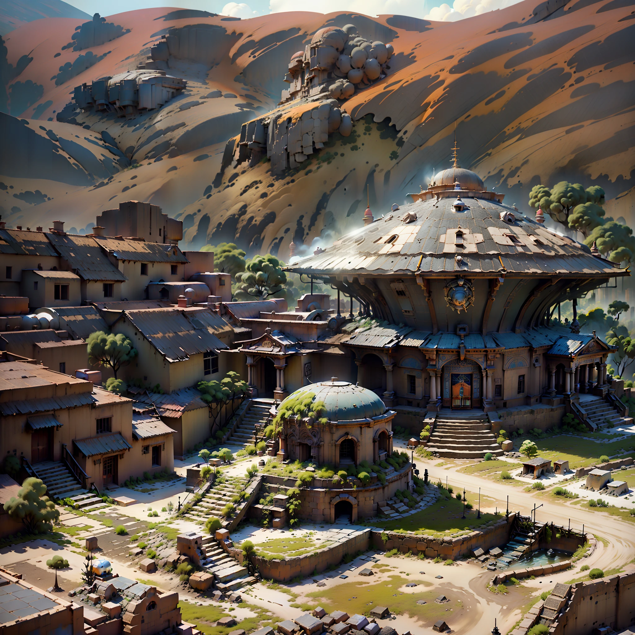 a big alien space ship landing on a Inca temple, Bolivia , alien space ship landing, extra vibrant, highly resolution, highly contrast, detail enhancement, 8K, HD, Best Quality, high quality,