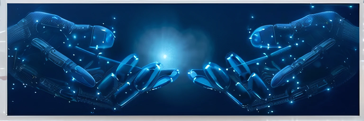 Two hands touch each other,There are glowing lights in the background, cybernetic hands, robot hand, 4 k'', Digital Art'', .。.ai, endless collaboration with ai, glowing hands, digital artist, number art, Digital art, Digital art, digital art”, digital art”, futuristic digital art, number art, Digital artwork, futuristic art, ArtDigital Art