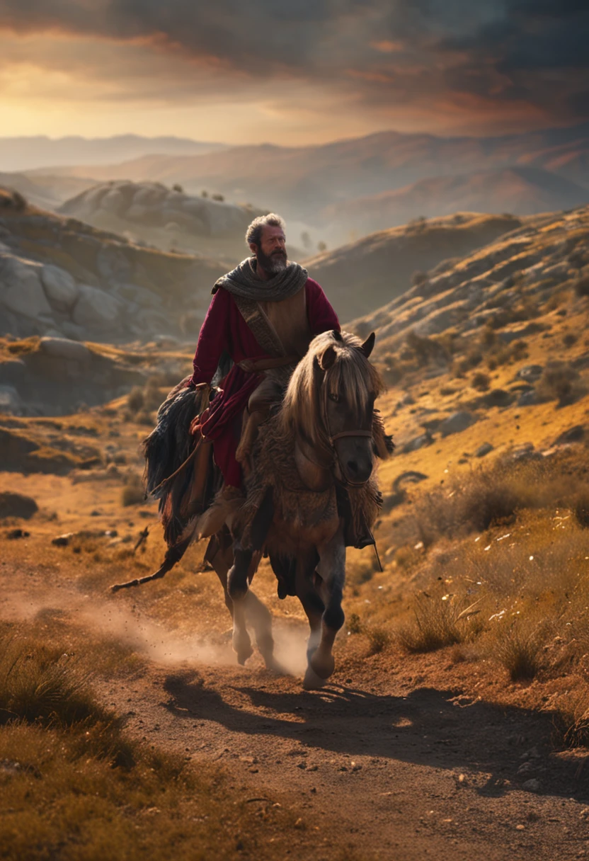 The biblical character David is hunted down by the biblical character Absalom