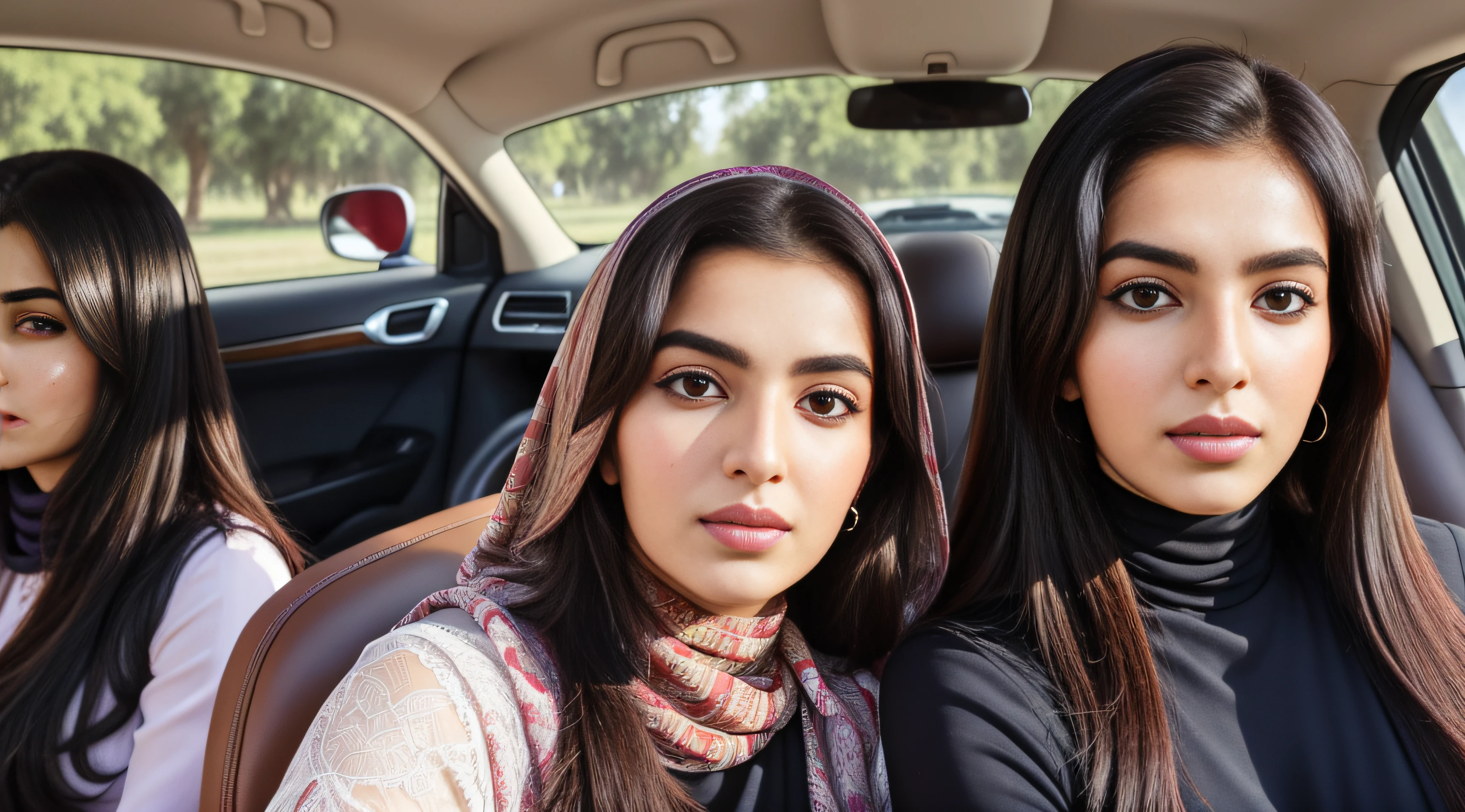 There are two women sitting in the back of the car, Portrait of Alexander Brook, instagram, hurufiyya, Instagram Photo, mateus 9 5, Riad Qasim, Mia's successor, Jacqueline E, Sachuchi 9 5, Sarah Ali, alex, Alanis Guillen, Saim Reza, enes dirig, Emad Mistakam