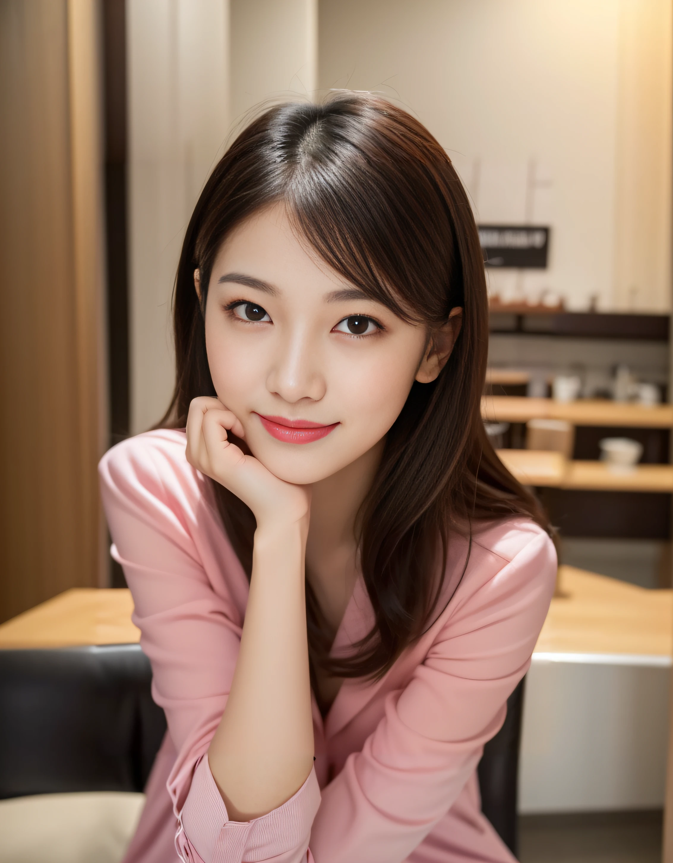 Arab asian woman with long brown hair and pink shirt poses for photo, Young adorable Korean face, Beautiful young Korean woman, Gorgeous young Korean woman, beautiful Korean women, Cute Korean Actress, young cute wan asian face, wan adorable korean face, Korean Girl, jaeyeon nam, popular south korean makeup, Popular Korean Makeup, Portrait of female Korean idol