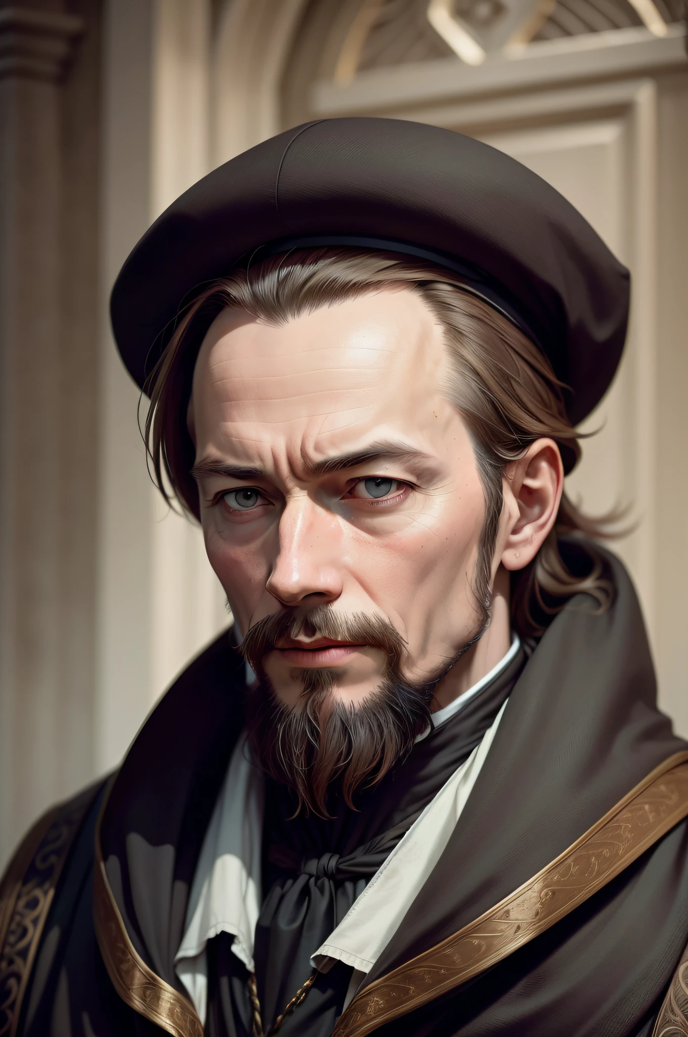 "Realistic and compelling portrayal of John Calvin, the influential religious reformer."
