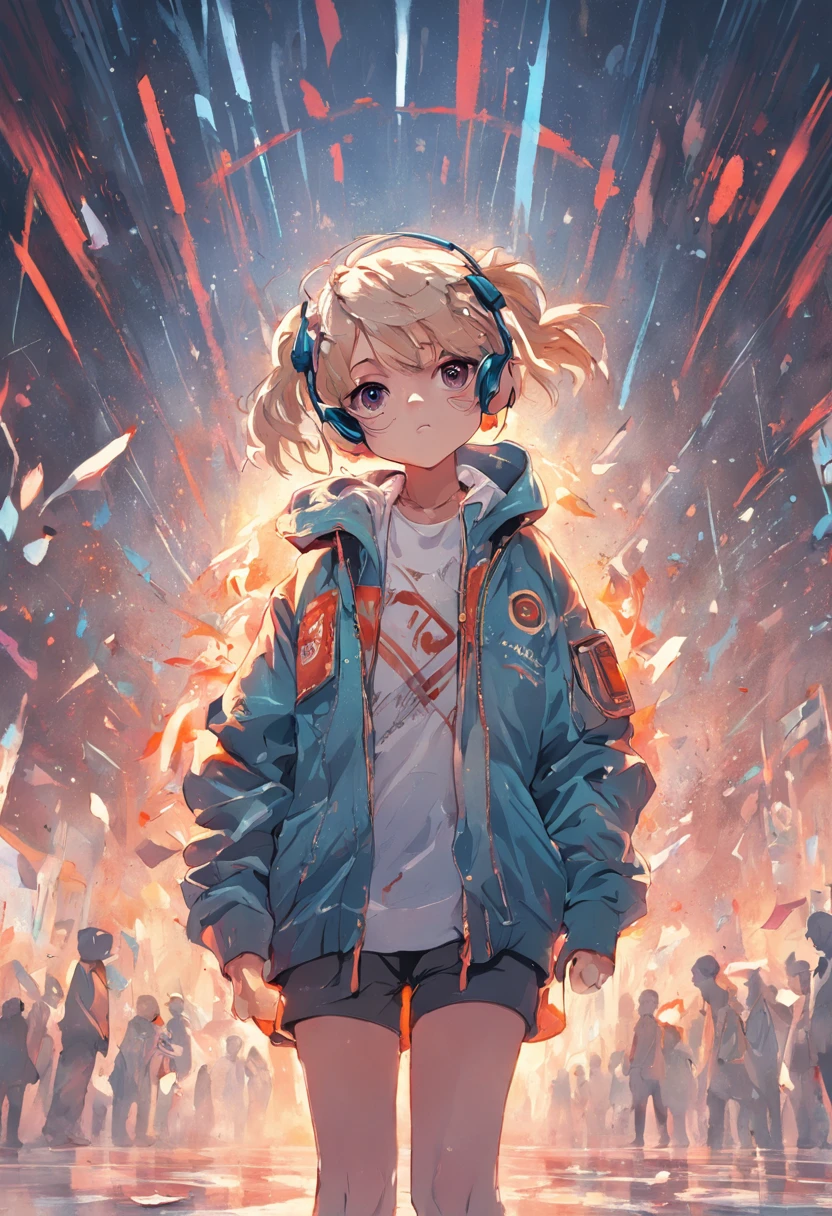 Perfect centering, Cute little bear, Wear a student team jacket, Wearing sunglasses, Wearing headphones, cheerfulness, Standing position, Abstract beauty, Centered, Looking at the camera, Facing the camera, Approaching perfection, Dynamic, Highly detailed, Smooth, Sharp Focus, 8K, hight resolution, Illustration, art by carne griffiths and wadim kashin, White background