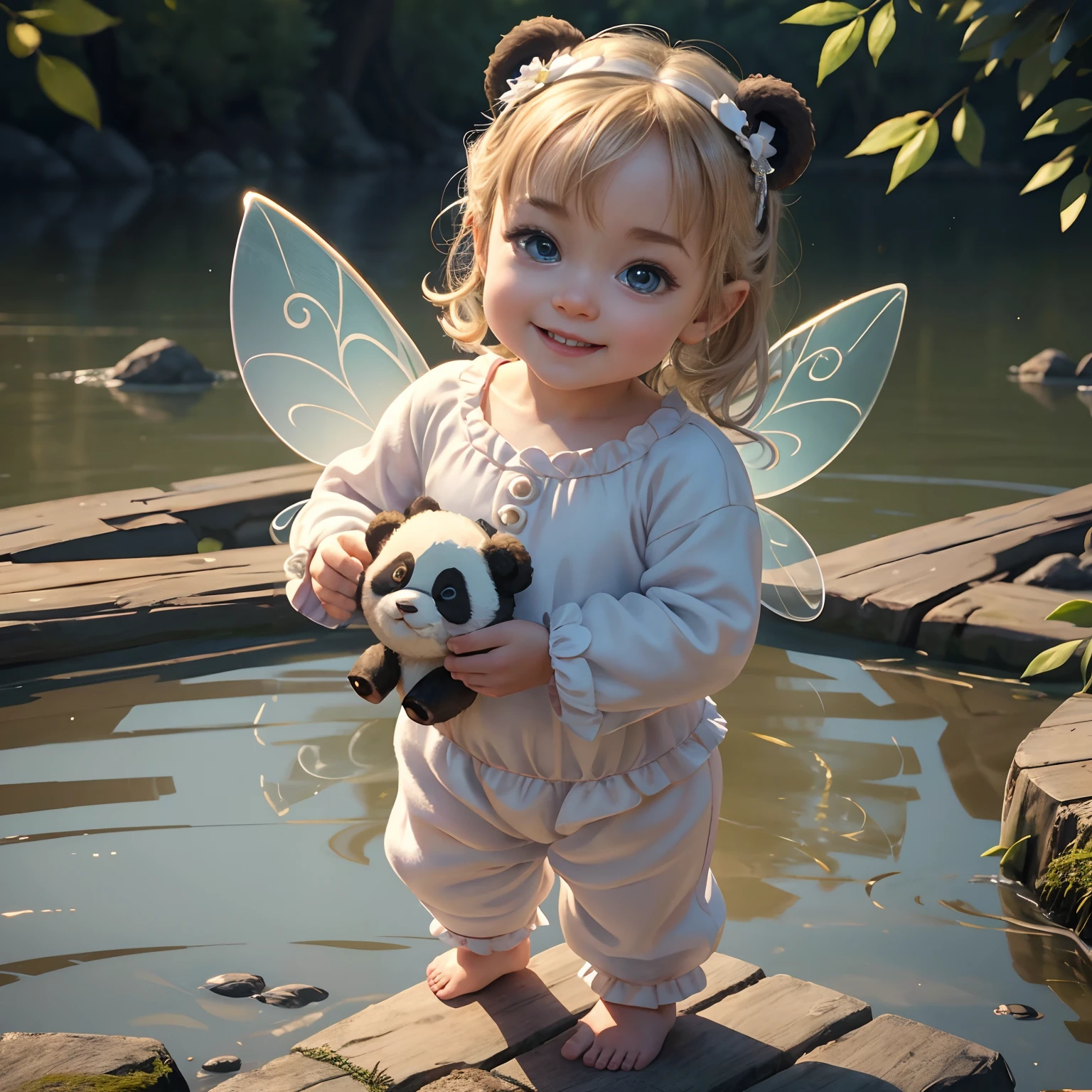 (masterpiece), (best quality), (ultra-detailed), (full body:1.2), Super cute, Baby, Pixar, Baby panda in pajamas, Big bright eyes, Fluffy, Smile, Delicate and fine, Fairy tales, Incredibly high detailed, Pixar style, Bright color palette, Natural light, Simple background with pure color, Octane render, Trending on Artstation, Gorgeous, Ultra wide angle, 8k, HD, Realistic