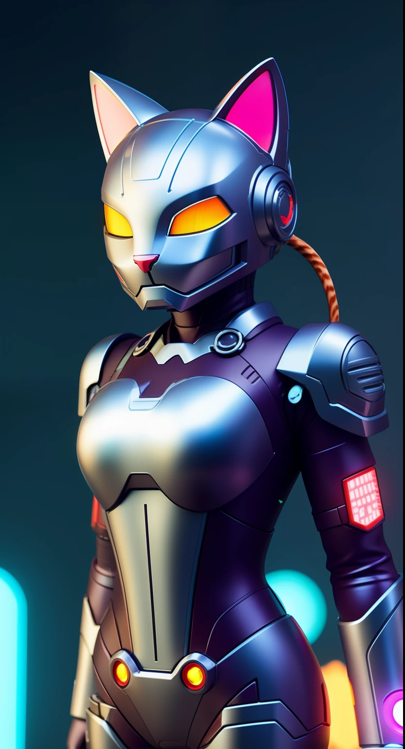 there is a cat in a Ironman suit with a helmet on, cyborg kitten, cute 3 d render, rendered in redshift, 3 d render stylized, cyberpunk cat, scifi character render, scifi character, stylized 3d render, stylized as a 3d render, 3 d render character art 8 k, cgsociety 8k, cgsociety 8k