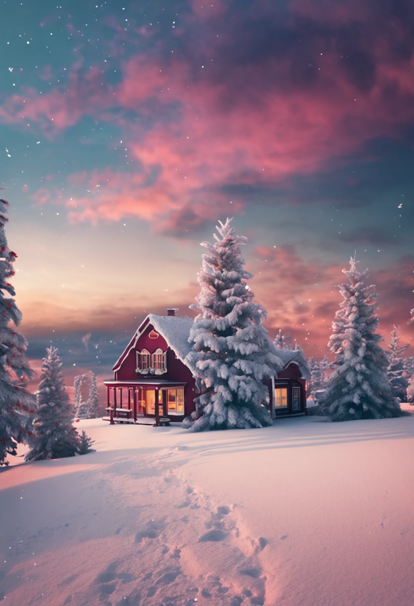Christmas atmosphere,snowfield,santa,elk,welcoming,gifts,Happy and happy