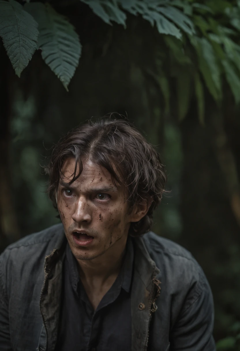 a young adult white male, face covered in chocolate from pie hitting face, inside a rustic wooden cabin, fun and playful atmosphere, prank war, high quality, detailed, photorealistic, vivid colors, studio lighting, dramatic lighting, dramatic shadows, hyperrealistic, 8k, detailed eyes, detailed face