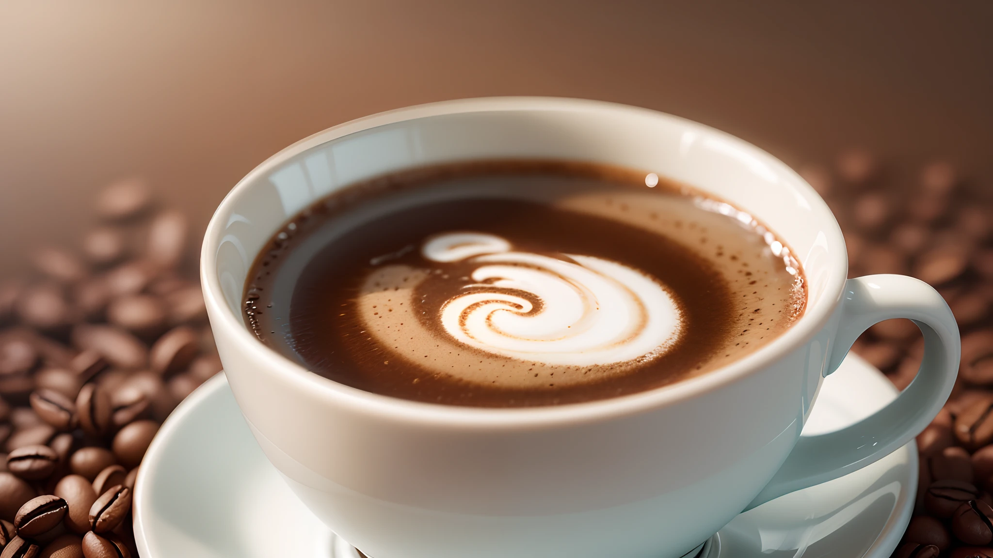 coffe cup on of many grain of coffe, detailed, hd, ultra detailed, 8k, best quality --auto --s2
