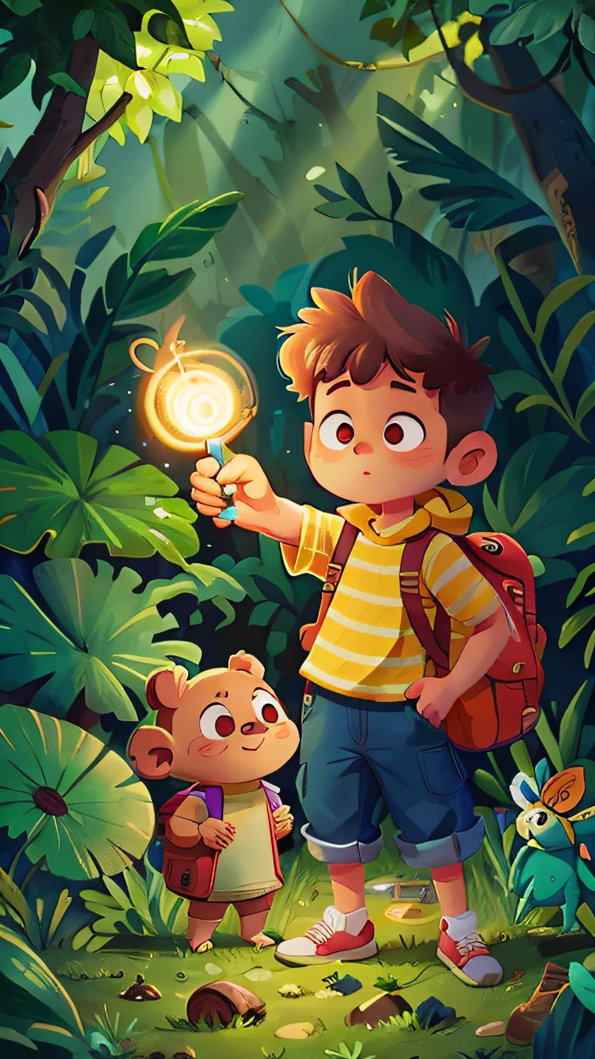 [Illustration of Benji holding the flashlight]