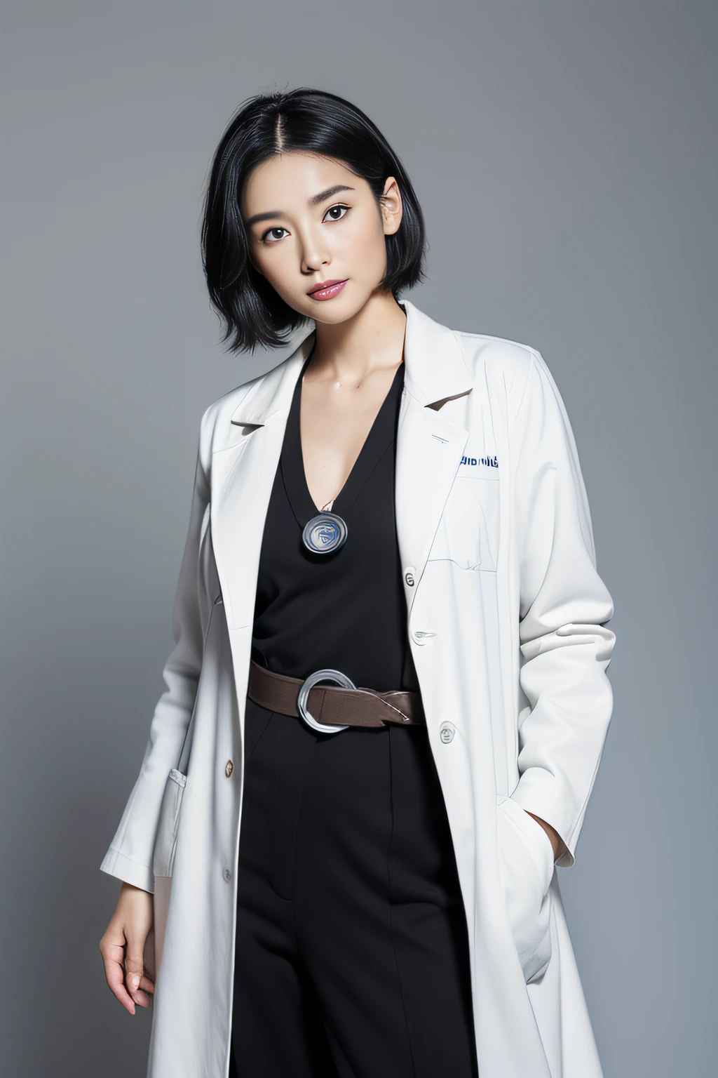 (masterpiece、top-quality、high-level image quality)、(clinic、hospitals、Examination room)、1 female、((Female doctor、Career Woman、The work of the doctor))、(Colossal tits)、(A Japanese Lady、Popular actresses、27yo)、(Perfect and complete anatomy、Beautiful and complete limbs、Healthy body、Beautiful skin、Natural Skin)、short-hair、Glittery black hair、Black eyes、((Natural attire of female doctors、Doctor's White Coat))、(Tight waist circumference、Seductive hips)、stethoscope、heroine、Medical Instruments、Professional filming、((Filming medical dramas))、(a white world)、