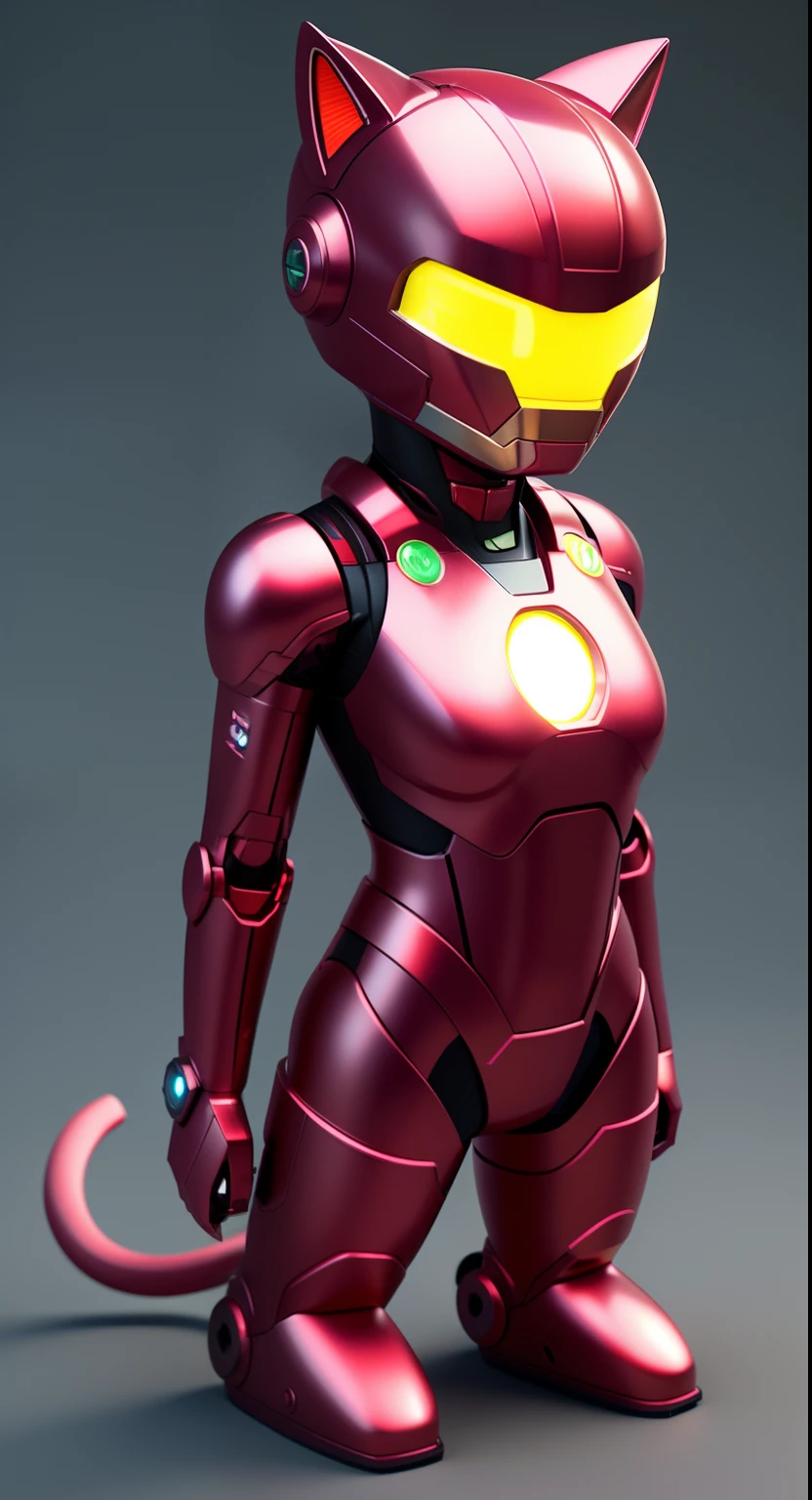 there is a cat in a Ironman suit with a helmet on, cyborg kitten, cute 3 d render, rendered in redshift, 3 d render stylized, cyberpunk cat, scifi character render, scifi character, stylized 3d render, stylized as a 3d render, 3 d render character art 8 k, cgsociety 8k, cgsociety 8k