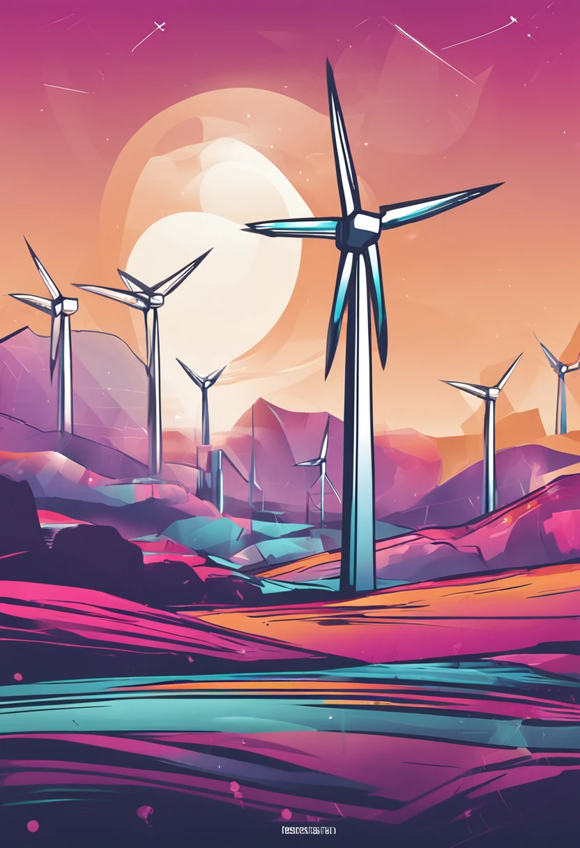 simplistic design, vectorial, Energy companies, Logo design,sense of science and technology，Futuristic，Wind power, the main part is HQ