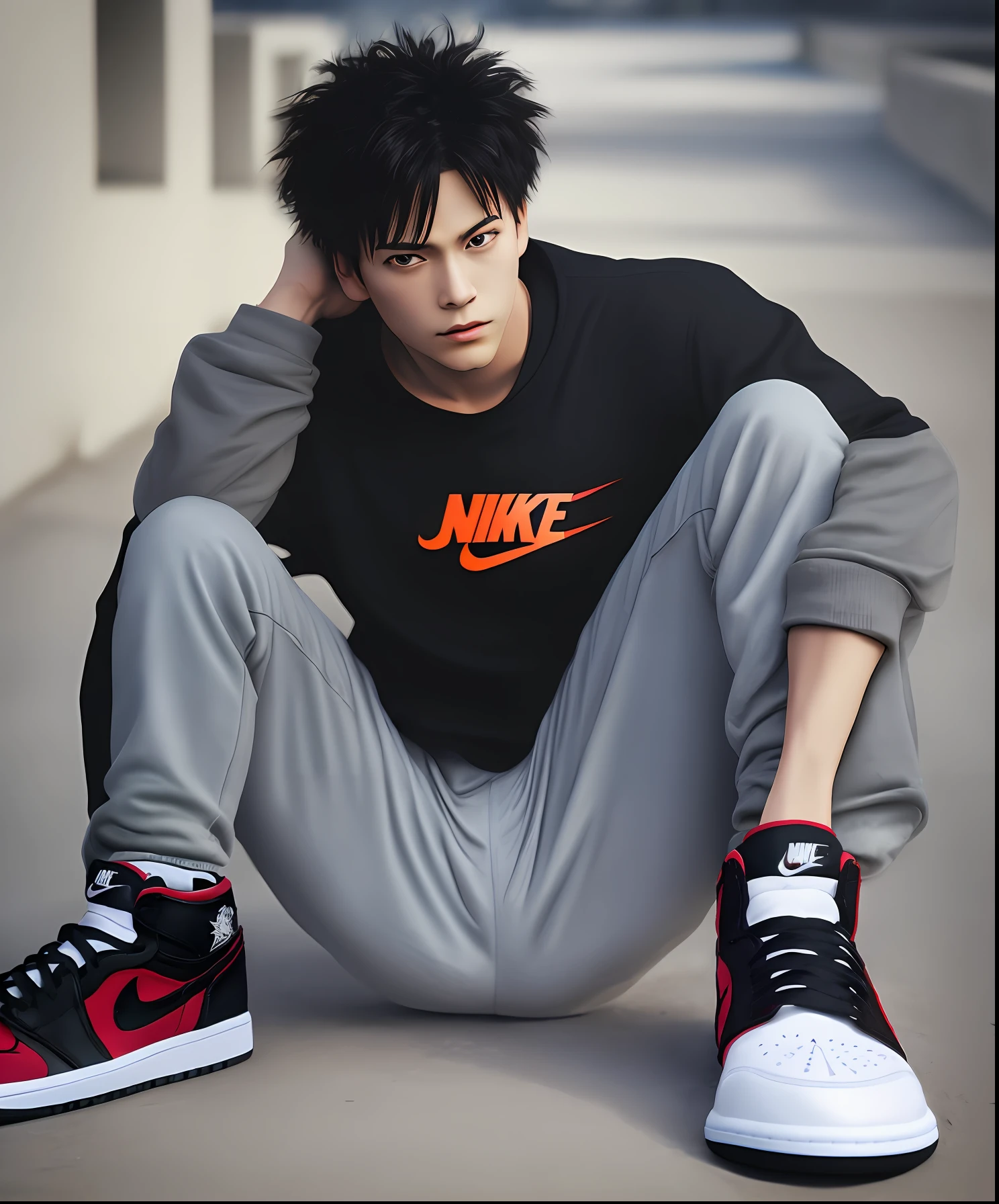Nike air jordan 1 collaboration one piece, Nike x Luffy Gear 5 style, Shoes only photo, Realistic, Photorealistic, Fully Detailed, 4k resolution, not include person