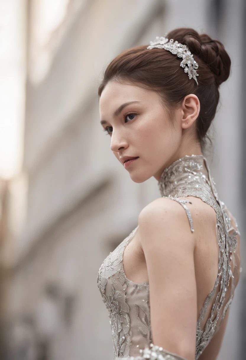 （tmasterpiece，best qualtiy：1.3），（ultra - detailed：1.3），（highly detailed CGillustration），（Extremely refined and beautiful），From the side Side，cinematric light，（1机械女孩），独奏，full bodyesbian，（Machine-made joints），Mechanical limbs，blood vessels attached to the tube，A mechanical vertebrae attached to the back，（The mechanical neck is attached to the neck），sitted，Wires and cables are attached to the neck and body，character focus，scientific fiction，RAW photos，Movie Masterpiece，majestic epic composition，sci fi city，（A cinematic scene），full-shot，epic dynamic frame，dynamicposes，motionblur，sci-fy，rete，（（（Scientific appearance））），rim-light，filmgrain，Natural skin texture，24mm，4K textures，（perfect bodies，being thin，Slim），Best angle close-up realistic，Side view