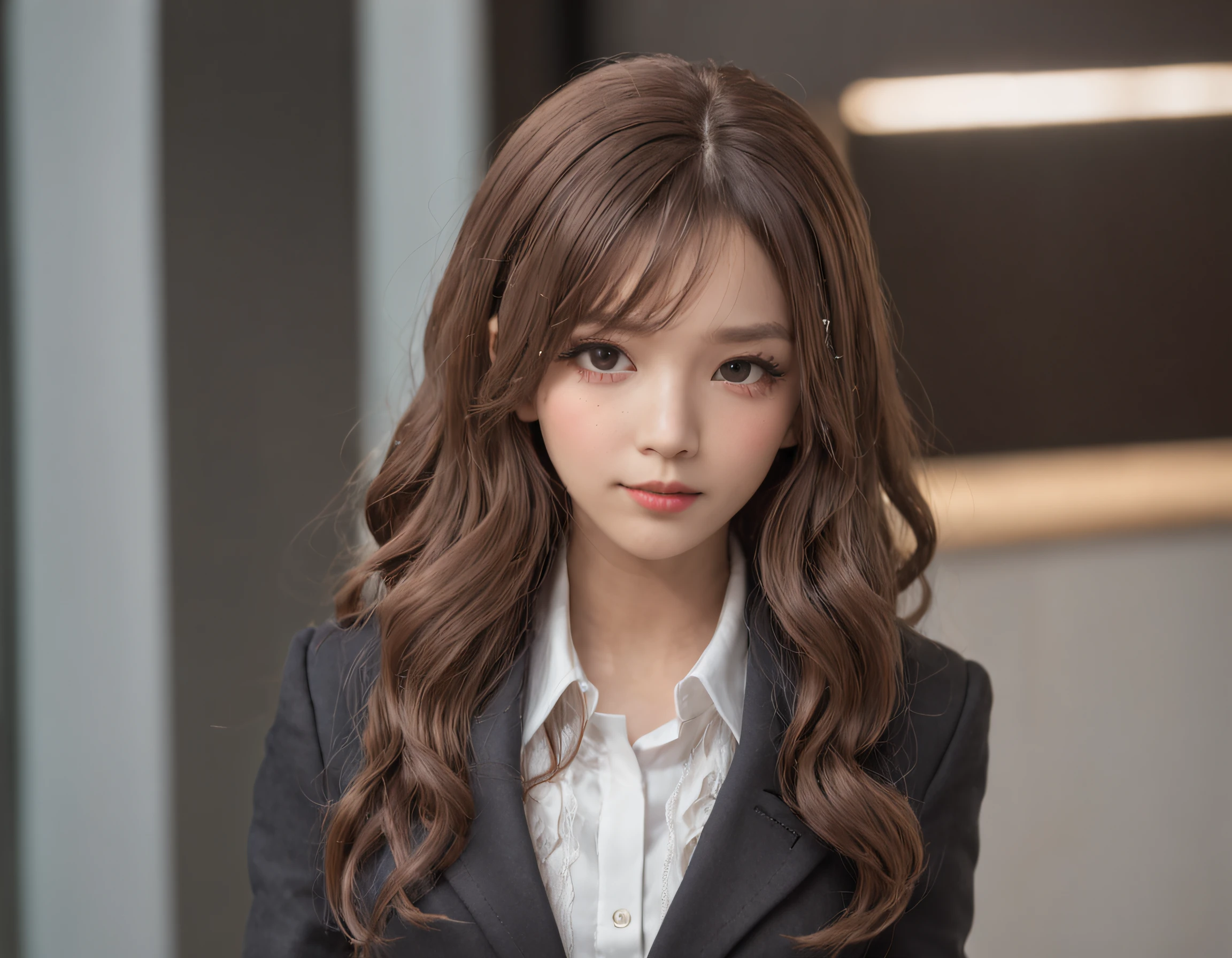 (Realstic:1.2), 1fille, seulement, dark skinned, cheveux noirs, Yeux noisette, Salle de classe, Youri, intime, blazer, Glam, wavy hair, Gyaru, collants, pleated  skirt