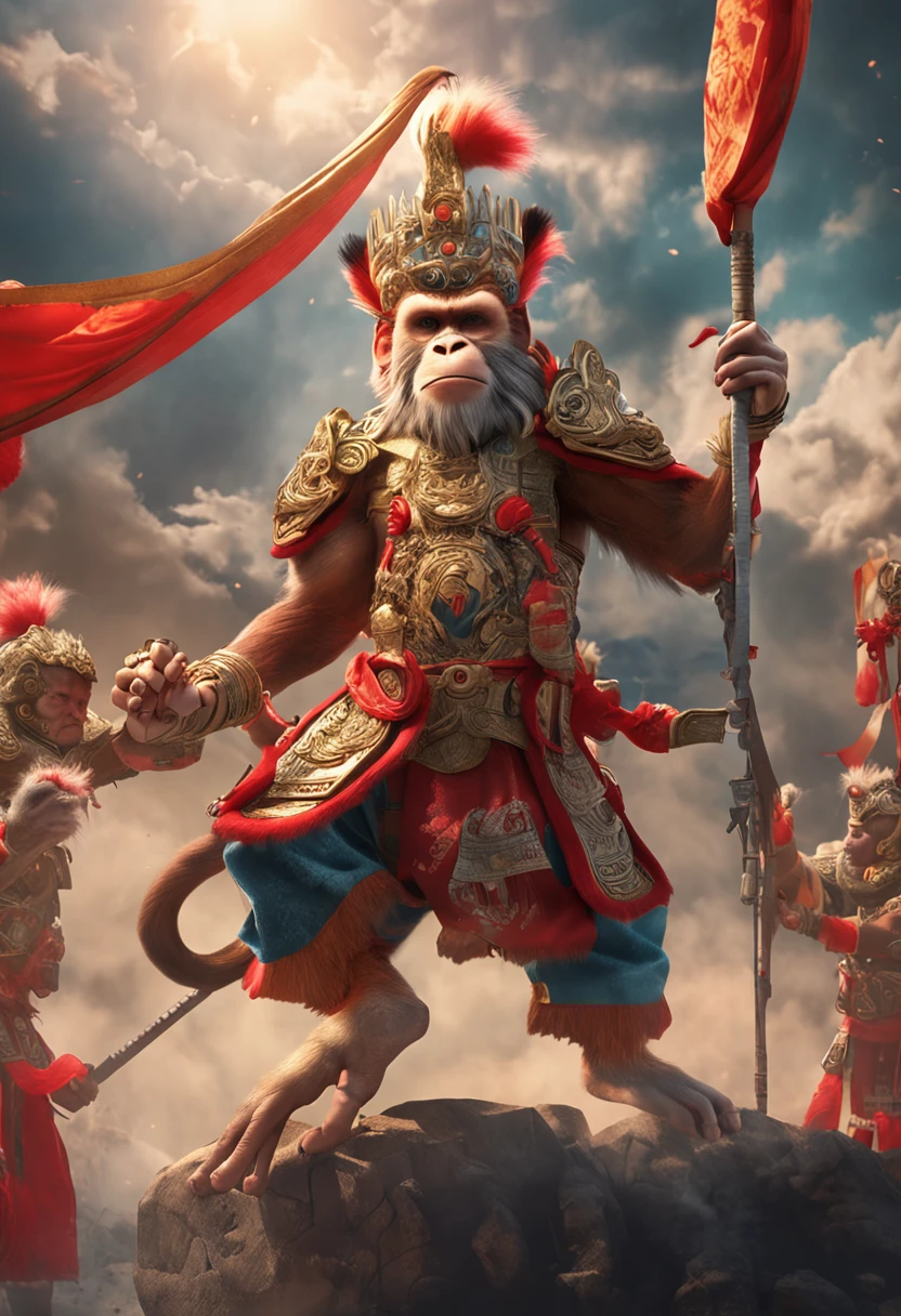 Chinese Monkey King，Journey，South Heavenly Gate，the heavenly soldiers and heavenly generals，combats，Clouds