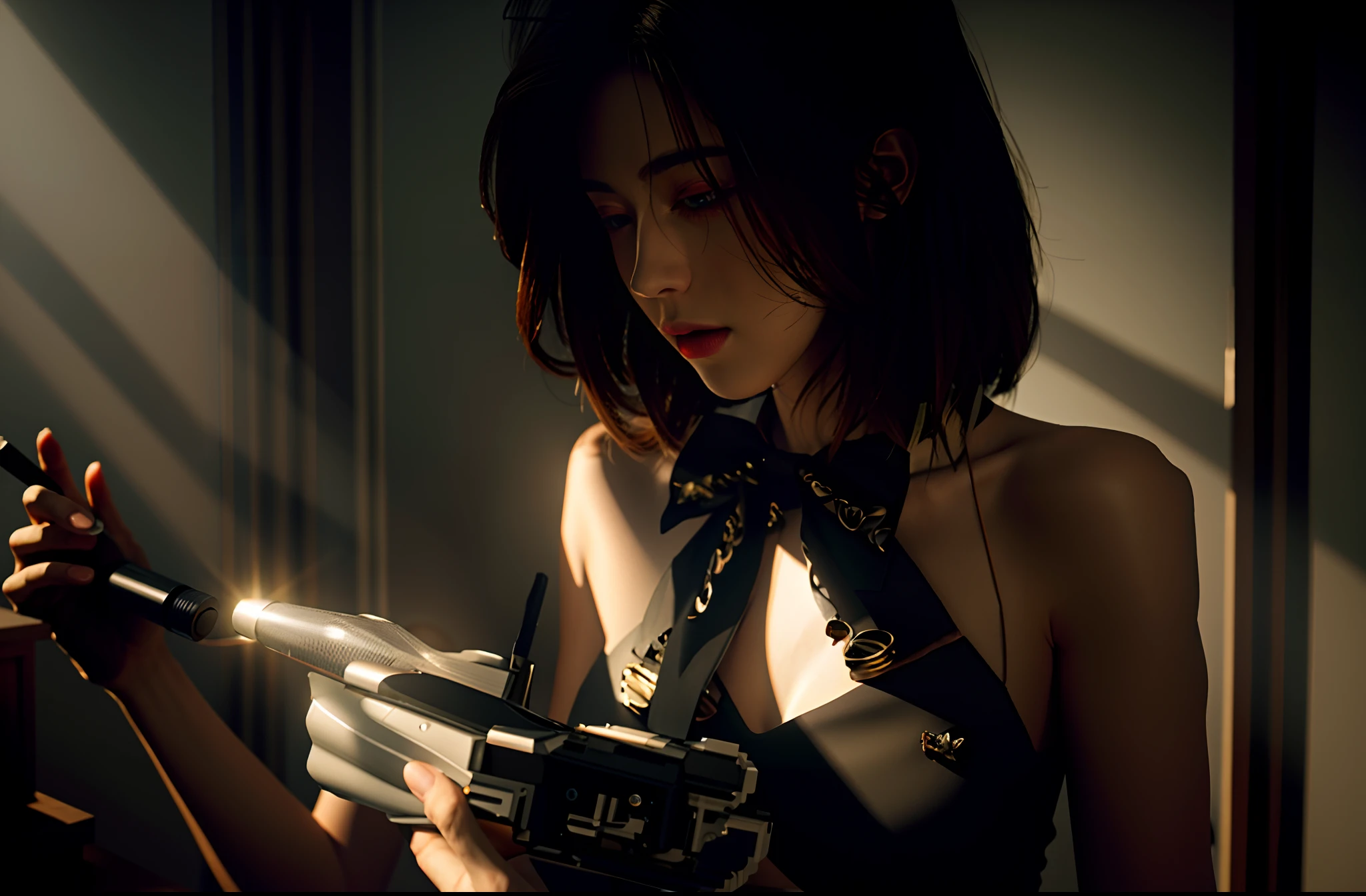 Masterpiece, Best Quality, High Quality, HD, High Quality Textures, High Quality Shadows, High Detail, Realistic, Cinematic Light, Side Light, Lens Vignetting, Ray Tracing, Sharp Focus,