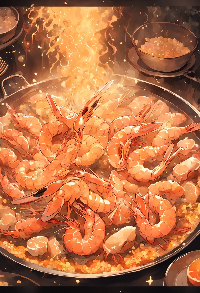 Japanese paella,shrimps,Salmon fillets,caviar,mustard,coriander